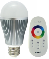 Ampoule à LED RGB+Blanc, 9W, E27, avec télécommande
