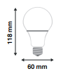 Dimension Ampoule LED E27 9W R,V,R,J